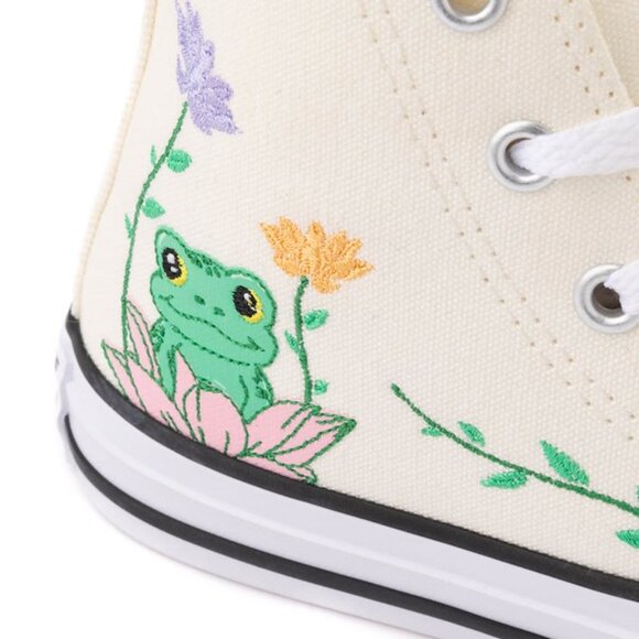 CONVERSE Chuck Taylor Alll Star "Frog Garden" High-Top Sneaker- Egret- Sz:3YOUTH - Picture 7 of 13